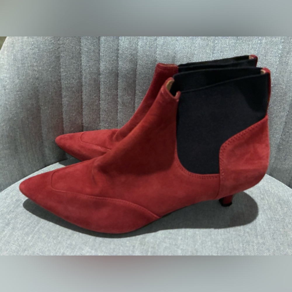 Naturalizer Red and Black Suede Ankle Booties - Picture 2 of 9
